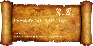 Macskási Bálint névjegykártya
